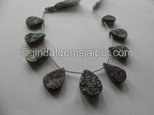 Platinum Drusy Faceted Far Pear Shape Beads